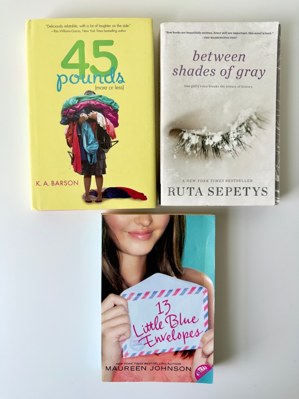 Young Adult Teen Book Bundle, 45 Pounds, Between Shades of Gray, 13 Envelopes
